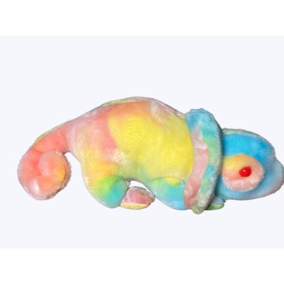 Ty Beanie Buddies Rainbow Chameleon Plush 1999 Colorful Tie-Dye Animal - Picture 3 of 16